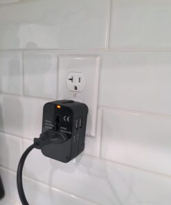 Travel Adapter, Worldwide All in One Universal Travel Adaptor Wall AC Power Plug Adapter Wall Charger with Dual USB Charging Ports for USA EU UK AUS Cell Phone Laptop Black 31 5178jmEHr4L