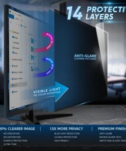 24 inch Computer Privacy Screen (16:9) - Black Security Shield - Desktop Monitor Protector - UV & Blue Light Filter by Akamai (22.0 inch Diagonally Measured, Black) 24.0" WIDESCREEN (16:9) Black Privacy 14 517BtTmOxFL