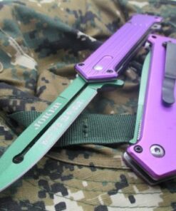 TAC-Force Assisted Opening Linerlock Why So Serious Design A/O Speed Rescue Glass Breaker Knife - Purple