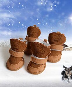 URBEST Dog Shoes with Hook Loop Closure Booties Pet Dog Chihuahua Shoes Boots, 4Pcs (5#, Brown) 5# 25 517KeuavyL