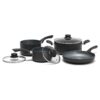 Starfrit Starbasix 12-Piece Aluminum Cookware Set with 3 Utensils, Normal, Black