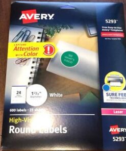 Avery High Visibility Printable Round Labels with Sure Feed, 1-2/3" Diameter, White, 600 Customizable Blank Labels (5293) 600 labels 33 517R0QprtiL