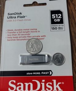 SanDisk 512GB Ultra Flair USB 3.0 Flash Drive - SDCZ73-512G-G46,Black 32 517R2n PKL