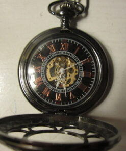 ShoppeWatch Men’s Pocket Watch with Chain | Hand Winding Vintage Pocket Watch | Classic Mechanical Movement Pocketwatch | 1920s Railroad Steampunk Costume Accessory Black 21 517gvJQQEzL