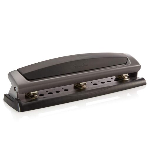 Swingline Desktop Hole Punch, Hole Puncher, Precision Pro, Adjustable, 2-3 Holes, 10 Sheet Punch Capacity, Black/Gray (74038)