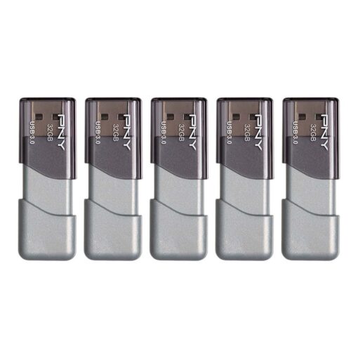 PNY 32GB Turbo Attache 3 USB 3.0 Flash Drive 5-Pack, Grey FLASH DRIVE - 5 PACK