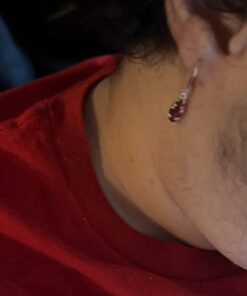 Amazon Collection Sterling Silver Genuine and Created Gemstone Three Stone Birthstone Leverback Dangle Earrings Garnet,January 23 517yF7mGFgL