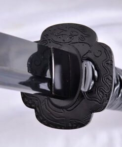 Alternative view of Lyuesword Handmade Full Tang Japanese Samurai Sword Katana Damascus Folded Steel Blade Sharp Dragon Tsuba Ray Skin Saya