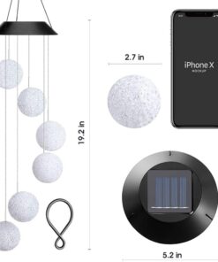 AceList Color Changing Solar Power Wind Chime Crystal Ball Wind Chime Wind Mobile Portable Waterproof Outdoor Windchime Light for Patio Yard Garden Home C-crystal Ball 20 518WB4dyYoL
