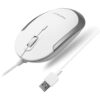 Macally Silent Wired Mouse - Slim & Compact USB Mouse for Apple Mac or Windows PC Laptop/Desktop - Designed with Optical Sensor & DPI Switch - Simple & Comfortable Wired Computer Mouse (White) White with Silver Trim