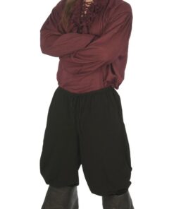 Alternative view of Dress Like A Pirate Ren Fair LARP Pants Elastic/Drawstring Waist Button Cuffs (S/M, Black)