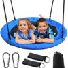 Saucer Tree Swing, Outdoor Nest Swing for Kids, 40" Large Round Saucer Swing 900D Oxford 700 lbs Weight Capacity 2 Height Adjustable Straps & 2 Carabiners, Accessories Set Included Easy Installation Blue 50 518wkxAQzAS