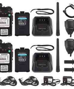 BAOFENG UV-5RTP 8/4/1W Two-Way Radio, High Power Dual Band Long Range for Adults, Tri-Power Handheld Ham Radio with Speaker Mic, Programming Cable (2 Pack) 2 Pack+Speaker Mic 19 518zg6cyHcL