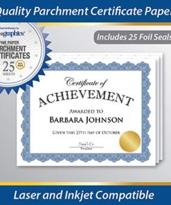 Geographics Optima Blue Blank Award Certificate Paper with Gold Foil Seals, 8.5 x 11, Seal 1.75" (Pack of 25) 13 518zuIHKuL