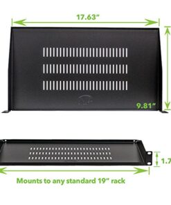 Alternative view of NavePoint Cantilever Server Shelf Vented Shelves Rack Mount 19 Inch 1U Black 10 Inches (250mm) deep