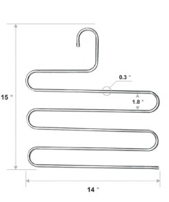 HonTop S-Type Stainless Steel Pants Hangers Space Saving 3Pcs Multi-Purpose Storage Organizer Rack Magic for Hanging Trousers Jeans Scarf Tie Clothes, 5Layers 12 5197h3bibeS