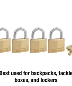 Alternative view of Master Lock 140Q Solid Padlocks, 4 Pack, Keyed-Alike, Brass, Silver