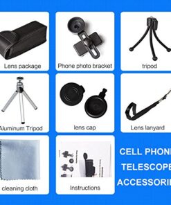 Monocular Telescope by MonoSee | Telescope for Phone, Binocular Scope - Ideal for Hiking, Night Vision, Site Seeing, Camping, Sports, Wildlife, Waterproof, Free Phone Attachment & 2 Tripods. 12x50 14 519FRFLSISL