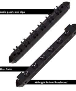 Alternative view of Action Standard 6 Pool Cue Stained Wood Wall Rack with Clips Midnight