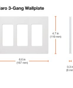 Lutron Claro 3 Gang Decorator/Rocker Wallplate, Gloss, White (1-Pack) | CW-3-WH 1 Pack 25 519O7UvkRRL
