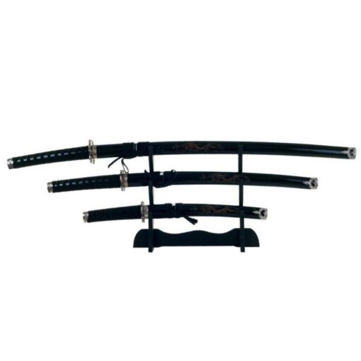 Master Cutlery 3 Piece Dragon Samurai Sword Set with Stand