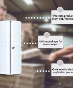 PSBM Stretch Wrap, 4 Pack, 18 Inch x 2000 Feet, 60 Gauge, Clear Plastic Cling, Cast Hand Stretch Film Rolls for Packaging Moving Packing Pallets 60 GA 11 519QEXjzb5L