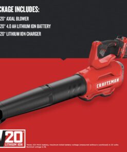 CRAFTSMAN 20V MAX Cordless Leaf Blower, Battery & Charger Included (CMCBL720M1) Red w/4Ah Battery 9 519RjxaMrCL