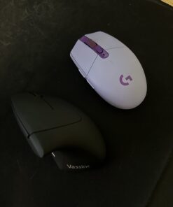 Vassink Ergonomic Mouse, Rechargeable Wireless Mouse, 2.4GHz Rechargeable Wireless Vertical Optical Mice with USB Receiver, 6 Buttons, 800/1200/1600 DPI, for Laptop, PC, Computer Black 43 519YIRlGmDL 1