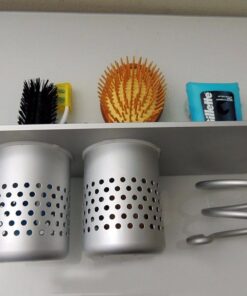 Cavoli Hair Blow Dryer Holder Wall Mounted,Space Aluminum, Nail free glue/Drilling screw, Bathroom Hanging Rack Organizer with 2 Cups double-cup 28 519diLJosL