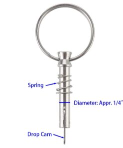 VTurboWay 4 Pack Quick Release Pin 1/4" Diameter w/Drop Cam & Spring, Usable Length 0.9", Full 316 Stainless Steel, Bimini Top Pin, Marine Hardware, All Parts are Made of 316 Stainless Steel 7 519eXit0Z4L