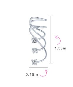 Minimalist Signal Triple Spiral CZ Curved Crawlers Wire Cartilage Ear Pin Cuff Wrap Earring For Women Teen Rose 14K Yellow Gold Plated .925 Sterling Silver Triple Spiral Silver 10 519iTwCSxpL