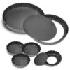 TORASO 9 Inch and 4 Inch Tart Pan with Removable Bottom, 2 PCS 9 Inch Quiche Pan and 4 PCS 4 Inch Pie Pan, Non-Stick Baking Pan (Set of 6) 2pcs 9" + 4pcs 4" 50 519j7e3dW8S