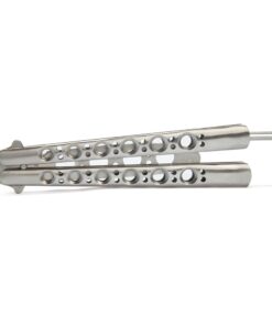 VORNNEX Practice Butterfly Knife Trainer,Full Stainless Steel Unsharpened 100% Safe Dull Balisong Knives Trainer Butterfly Comb for Training(Silver) 21 519pBwqjzL