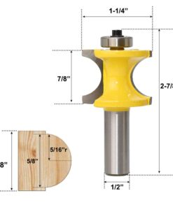 Bestgle Set of 5 Half Round Bullnose Router Bits Set Woodworking Milling Cutter Tool 1/8" 3/16" 1/4" 5/16" 3/8" Radius, 1/2 Inch Shank 11 519tcc807EL