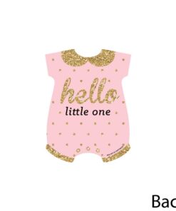 Big Dot of Happiness Hello Little One - Pink and Gold - Baby Bodysuit Girl Baby Shower Decorations DIY Party Essentials - Set of 20 7 51A hHAyoiL
