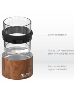 asobu Whiskey Glass with Insulated Stainless Steel Sleeve, 12 ounces (Natural Wood) Natural Wood 10 51A1IOMjcQL