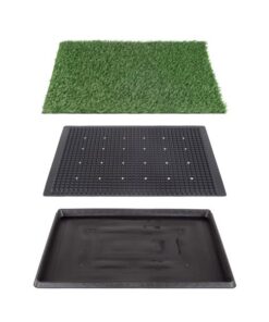 Artificial Grass Puppy Pee Pad for Dogs and Small Pets - 20x25 Reusable 3-Layer Training Potty Pad with Tray - Dog Housebreaking Supplies by PETMAKER Medium 3-Layer System 28 51A5AegOjYL