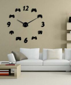 The Geeky Days Video Game Controllers DIY Large Gamer Wall Clock Game Room Decor Modern Design Freamless Giant Wall Clock Game Boys Room Wall Watch (Black) Black 10 51A860Y8wJL