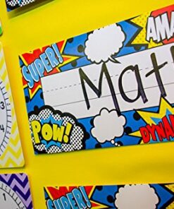 Teacher Created Resources Superhero Flat Name Plates (5588), 11-1/2" x 3-1/2" 7 51ALpwi1AVL