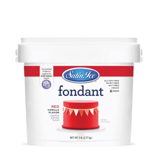 Satin Ice Red Fondant, Vanilla, 5 Pounds 5 Pound (Pack of 1)