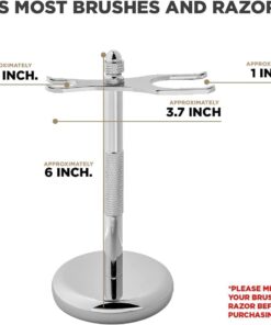 Perfecto Deluxe Chrome Razor and Brush Stand - The Best Safety Razor Stand. This Will Prolong The Life of Your Shaving Brush, metal 26 51APFzqk08L