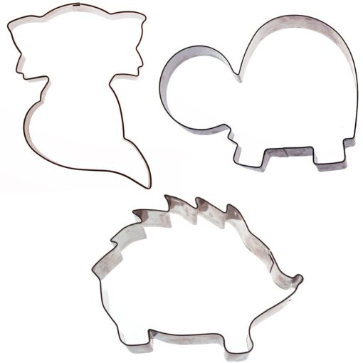 Sweet Elite Tools- Woodland Animals Stainless Steel Cookie Cutter Set: Fox, (or Raccoon and Skunk), Hedgehog, and Turtle By Autumn Carpenter