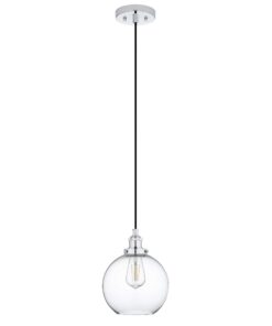 Linea di Liara Primo Large Chrome Glass Globe Pendant Light Fixture Farmhouse Pendant Lighting for Kitchen Island Mid Century Modern Ceiling Light Clear Glass Shade, UL Listed 17 51AWVNbj1gL