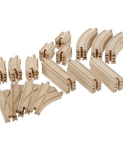 Wooden Train Track 52 Piece Set - 18 Feet Of Track Expansion And 5 Distinct Pieces - 100% Compatible with All Major Brands Including Thomas Wooden Railway System - by Right Track Toys, T 37 51Aa U4TMML
