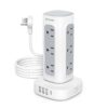 TROND Surge Protector Power Strip Tower - Flat Plug 6 ft Extension Cord with 12 Multiple Outlets, 4 USB Ports(1 USB C), Multi Plug Charging Tower, 1700J, for Home Office Supplies, Dorm Room Essentials 19 51AjXBefmeL