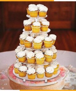Jusalpha Large 5-Tier Acrylic Round Wedding Cake Stand/Cupcake Stand Tower/Dessert Stand/Pastry Serving Platter/Food Display Stand (5RF) Large 5 Tier with Base 21 51AnN5kBa8L
