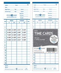 Alternative view of Pyramid Time Systems 42426 Genuine and Authentic Double Sided Time Cards built exclusively for 2400 and AT-2400 Time Clocks (Pack of 100), Punch clock employee timecards