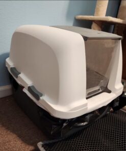 Catit Airsift Jumbo Hooded Cat Litter Pan, Warm Gray - Privacy and Easy Access for Cleaning - Ideal for Larger Cat Breeds or Multiple Cat Households 29 51AsakR4n7L