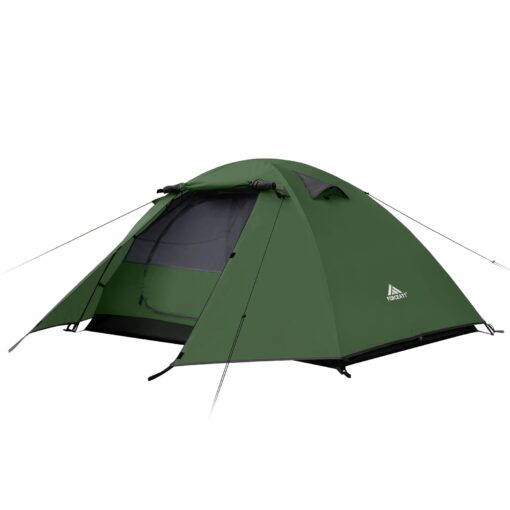 Forceatt Camping Tent 2/3/4 Person, Professional Waterproof & Windproof Lightweight Backpacking Tent Suitable for Outdoor,Hiking,Camping, Mountaineering and Travel 2 people-Dark green