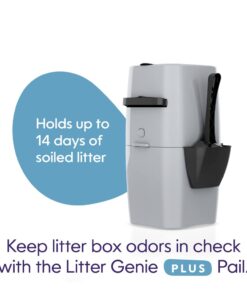 Litter Genie Plus Pail (Silver) | Cat Litter Box Waste Disposal System for Odor Control | Includes 1 Square Refill Bag 28 51Au1dJks3L